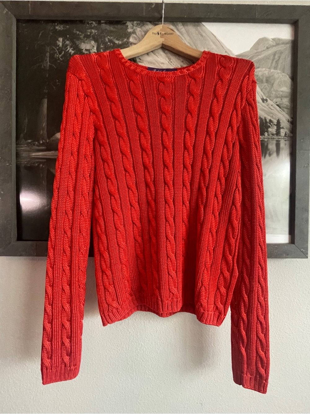 Ralph Lauren Collection Purple Label Flame Cable-Knit Crewneck Sweater 100% Silk